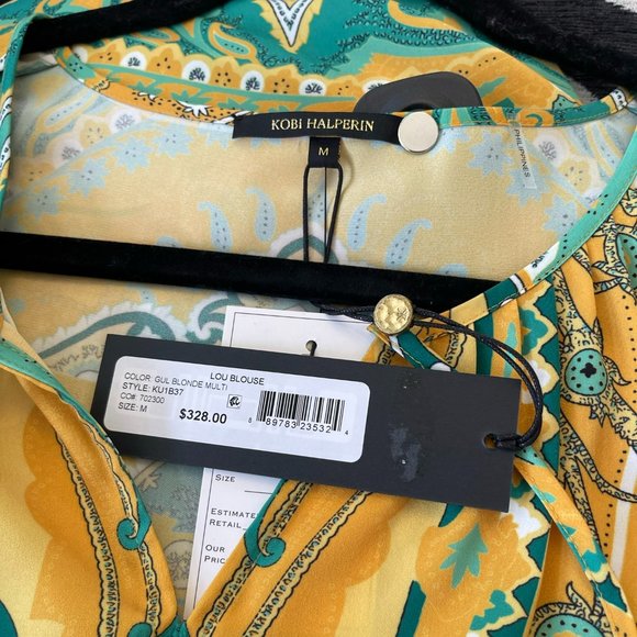 KOBI HALPERIN Multicolor Long Sleeve "Lou" Blouse Style# KU1B37 - Picture 7 of 8